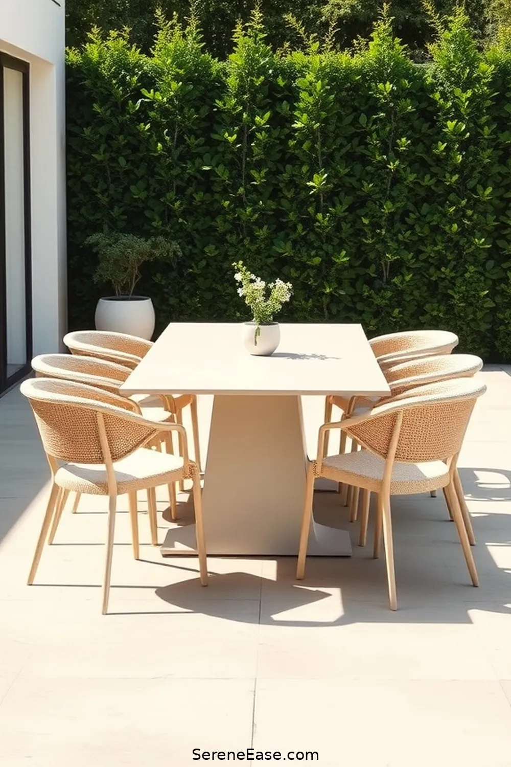 20 Ways to Use Neutral Tones in Your Mid-Century Modern Outdoor Patio Style 6 Opt for a Light-Colored Dining Table for 20 Ways to Use Neutral Tones in Your Mid-Century Modern Outdoor Patio Style