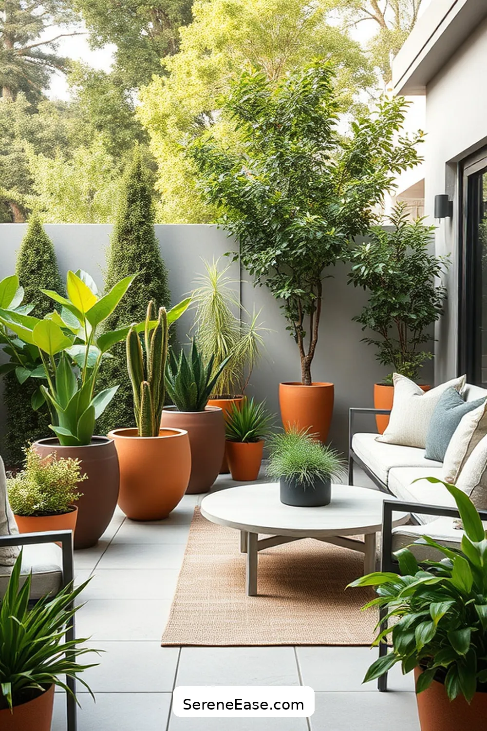 20 Ways to Use Neutral Tones in Your Mid-Century Modern Outdoor Patio Style 4 Select Minimalist Planters in Earthy Tones for 20 Ways to Use Neutral Tones in Your Mid-Century Modern Outdoor Patio Style