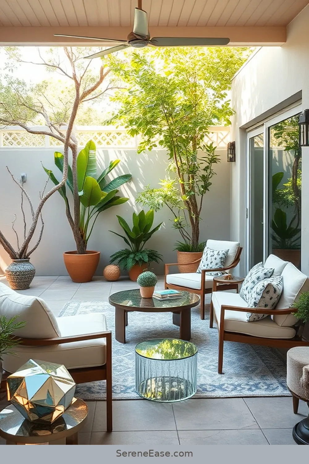 20 Ways to Use Neutral Tones in Your Mid-Century Modern Outdoor Patio Style 14 Use Glass Accents to Enhance Lightness for 20 Ways to Use Neutral Tones in Your Mid-Century Modern Outdoor Patio Style