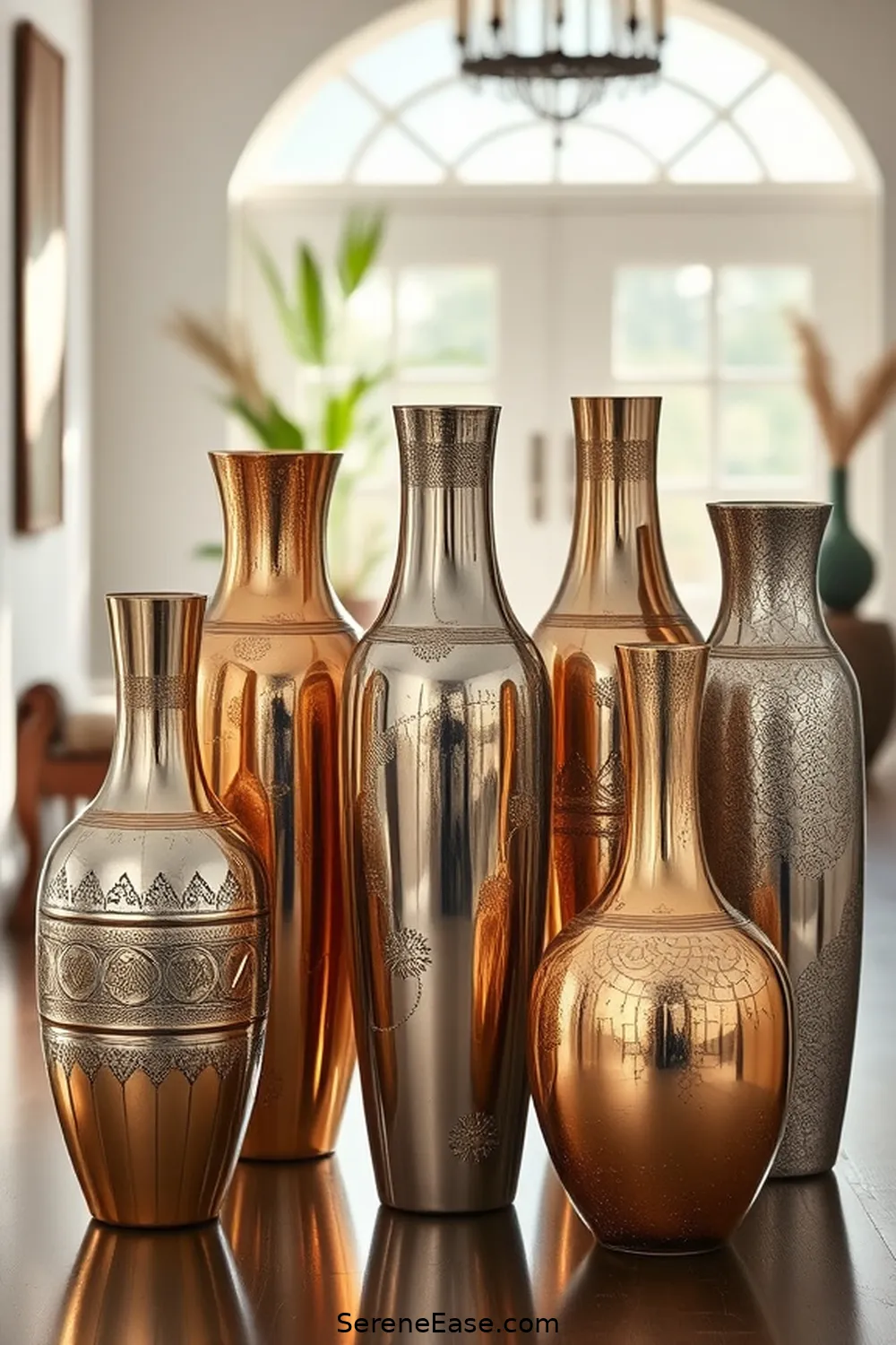 Reflective Vases for 21 Stunning Metallic Accents for Your Bohemian Entryway Style