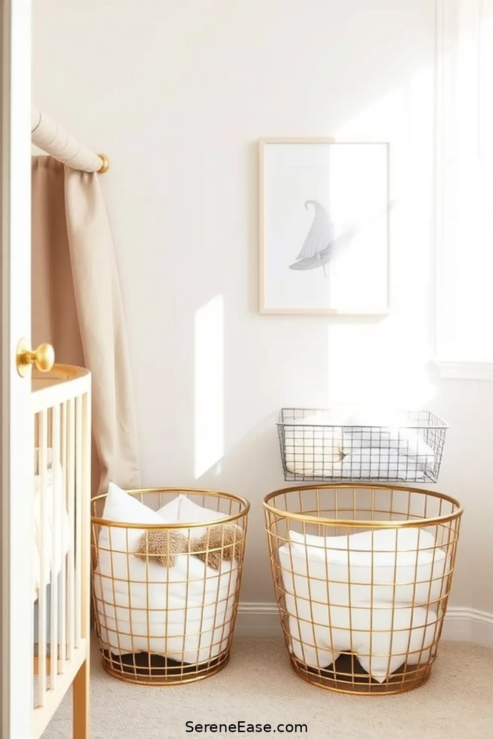 21 Stunning Metallic Accents for a Mid-Century Modern Nursery Style 7 Metallic Storage Baskets for 21 Stunning Metallic Accents for a Mid-Century Modern Nursery Style