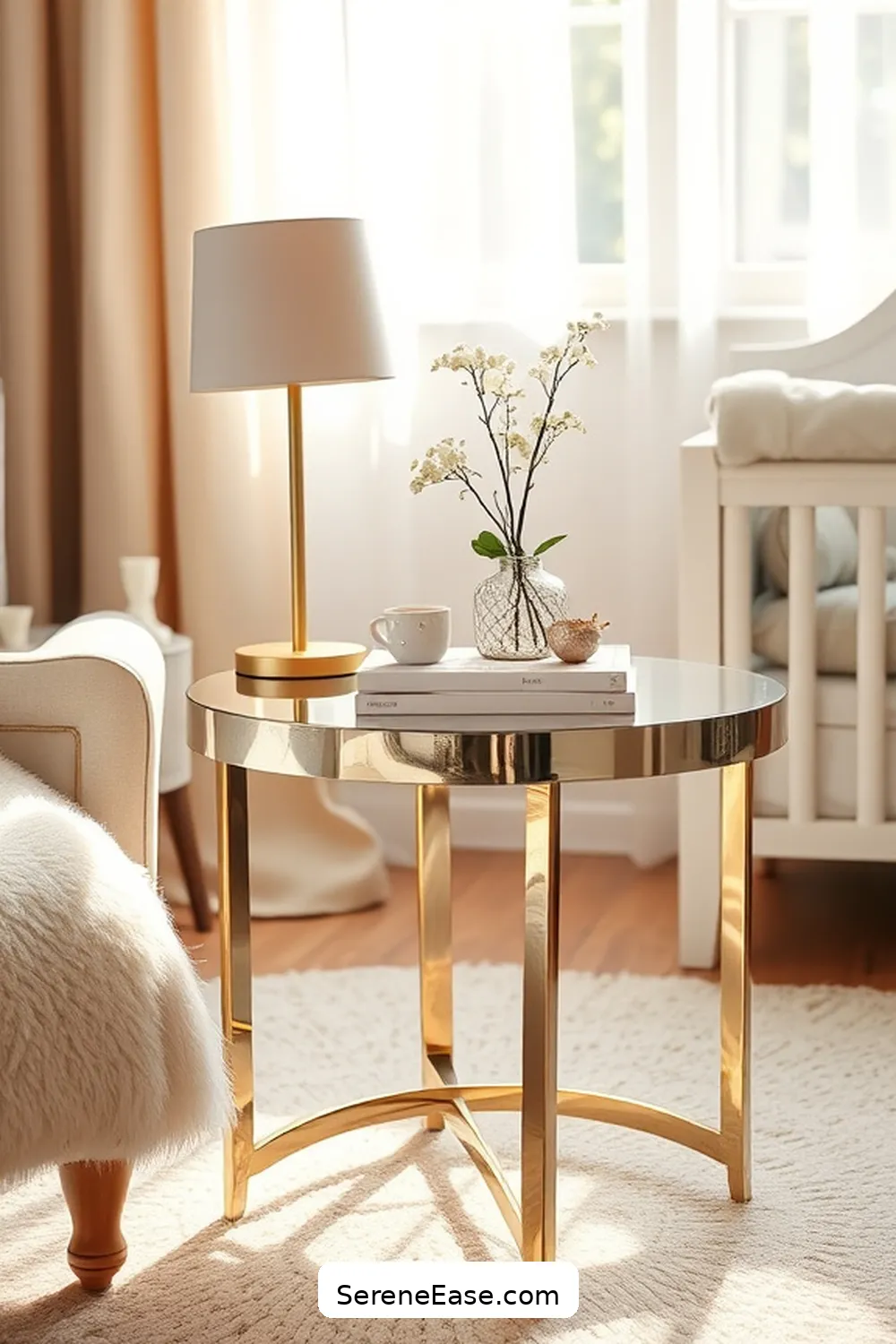 21 Stunning Metallic Accents for a Mid-Century Modern Nursery Style 20 Reflective Accent Tables for 21 Stunning Metallic Accents for a Mid-Century Modern Nursery Style
