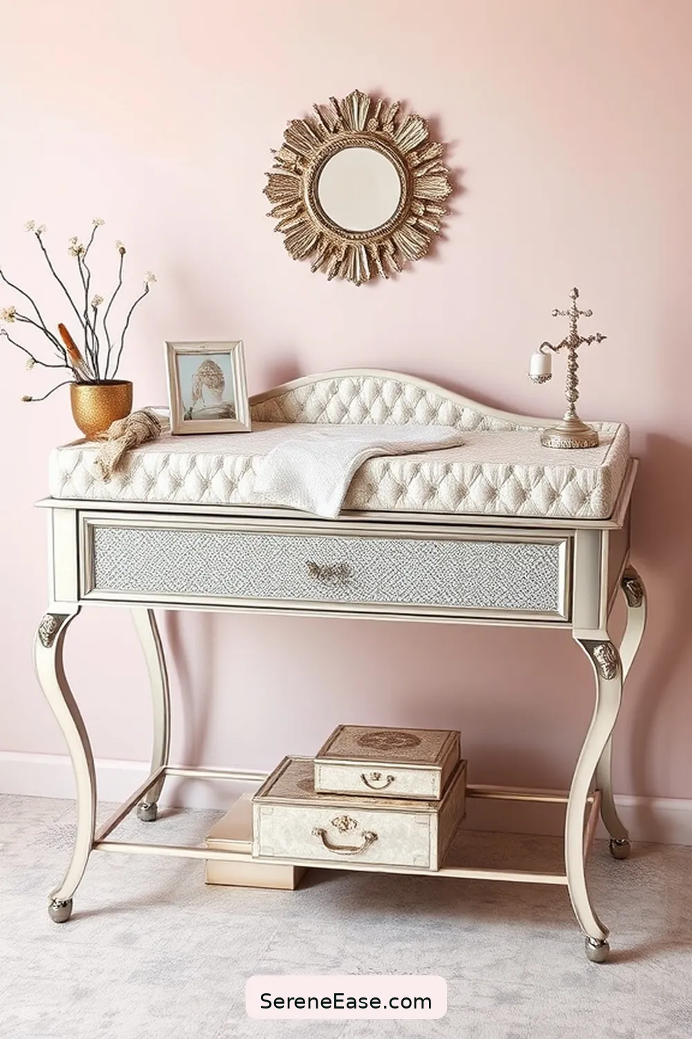 21 Stunning Metallic Accents for a Mid-Century Modern Nursery Style 15 Silver Changing Table Accessories for 21 Stunning Metallic Accents for a Mid-Century Modern Nursery Style