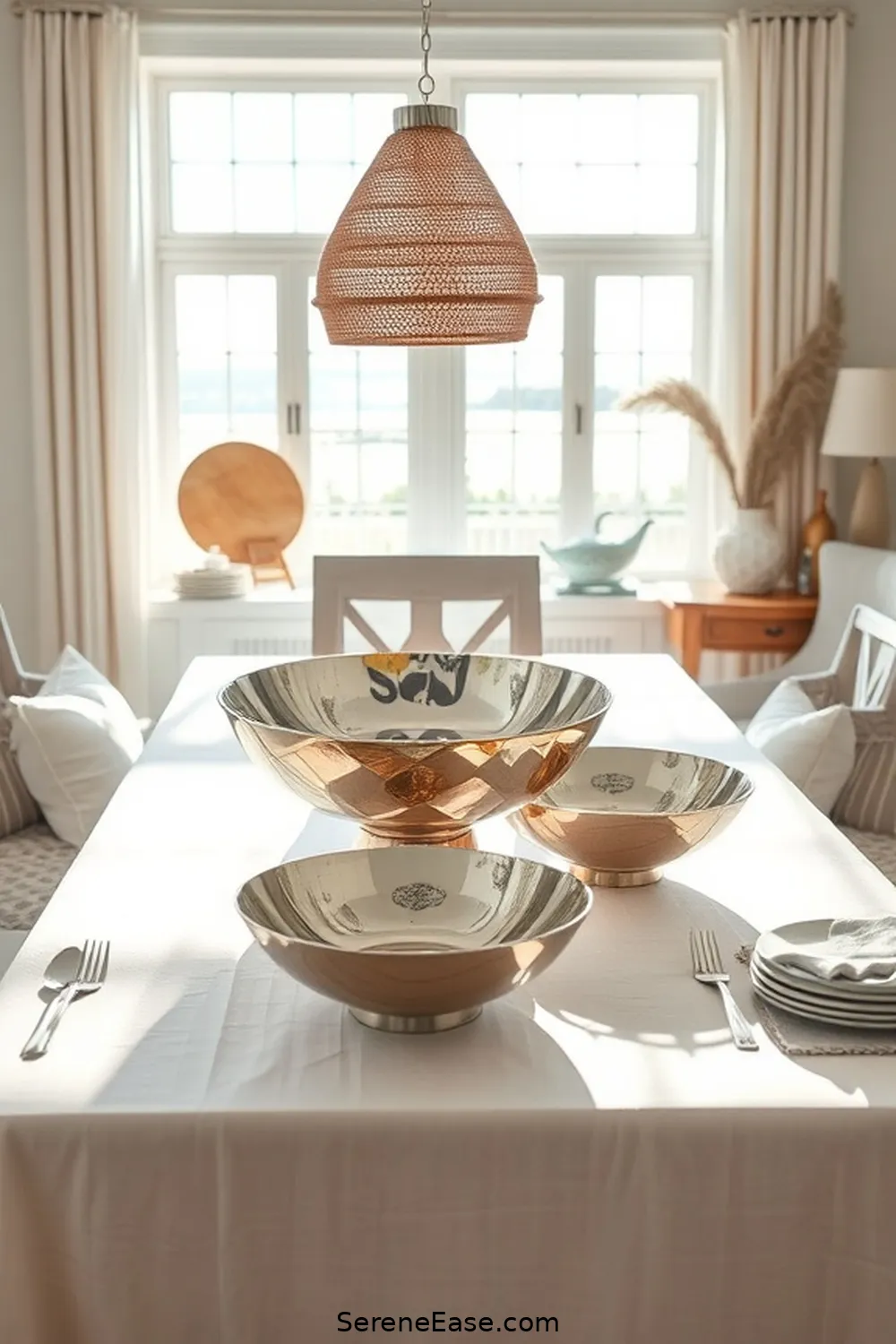 21 Stylish Ways to Incorporate Metallic Accents in Coastal Dining Room Style 6 Accessorize With Metallic Decorative Bowls for 21 Stylish Ways to Incorporate Metallic Accents in Coastal Dining Room Style