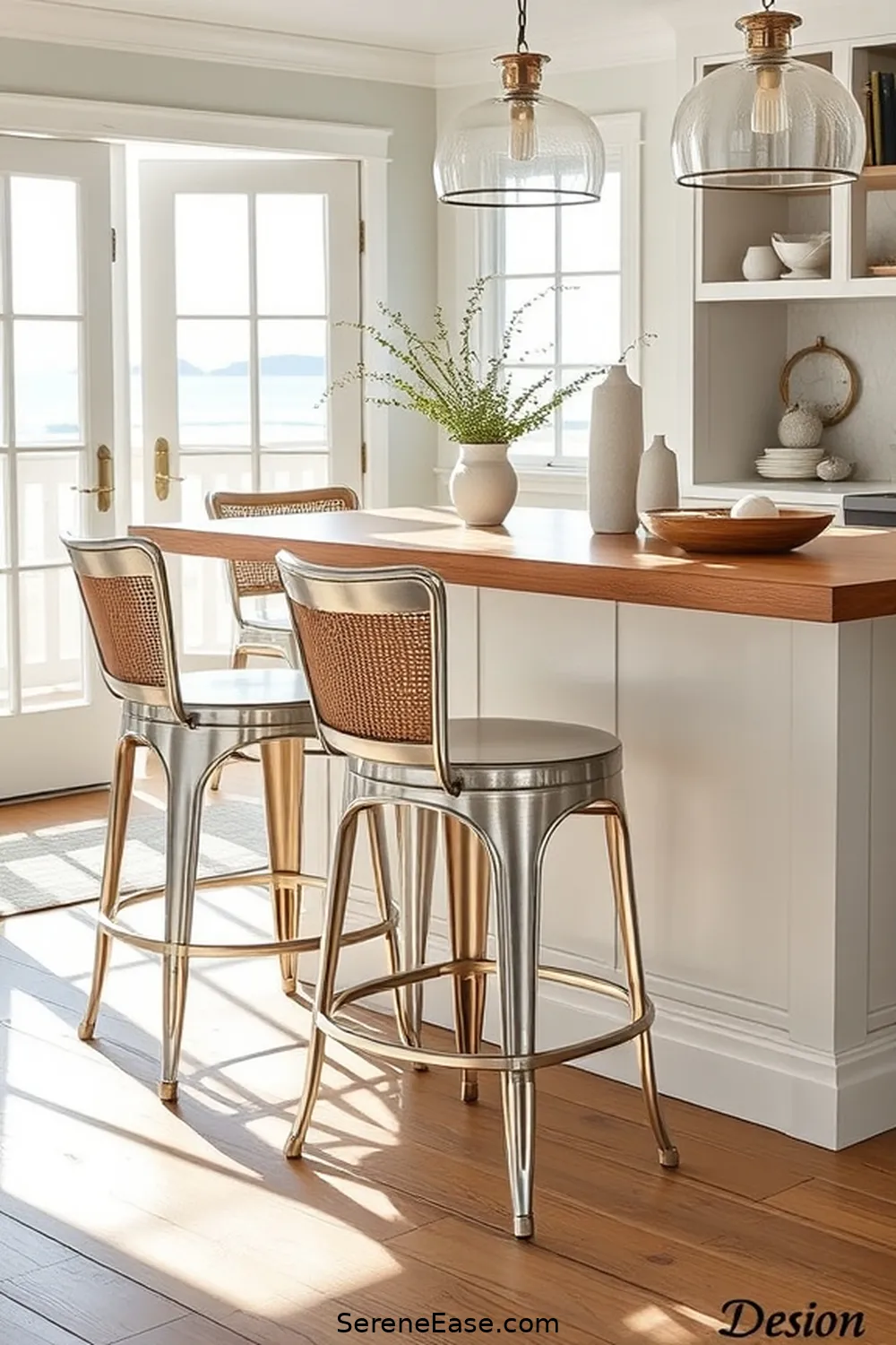 21 Stylish Ways to Incorporate Metallic Accents in Coastal Dining Room Style 19 Choose Metallic Bar Stools for 21 Stylish Ways to Incorporate Metallic Accents in Coastal Dining Room Style