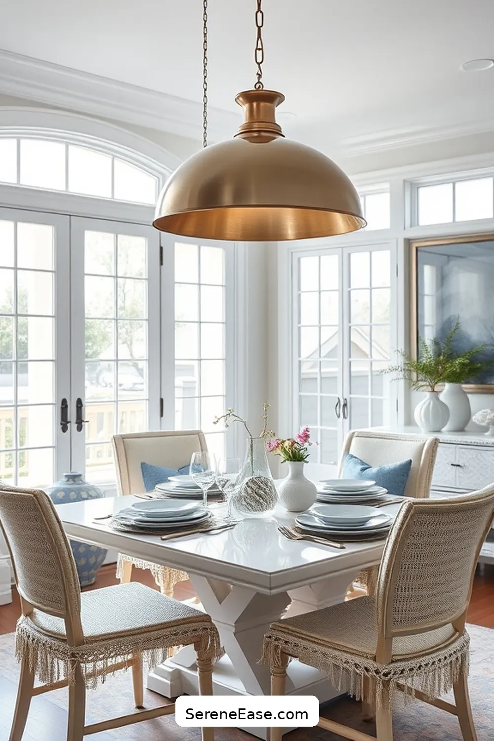 21 Stylish Ways to Incorporate Metallic Accents in Coastal Dining Room Style 2 Choose Metallic Light Fixtures for 21 Stylish Ways to Incorporate Metallic Accents in Coastal Dining Room Style