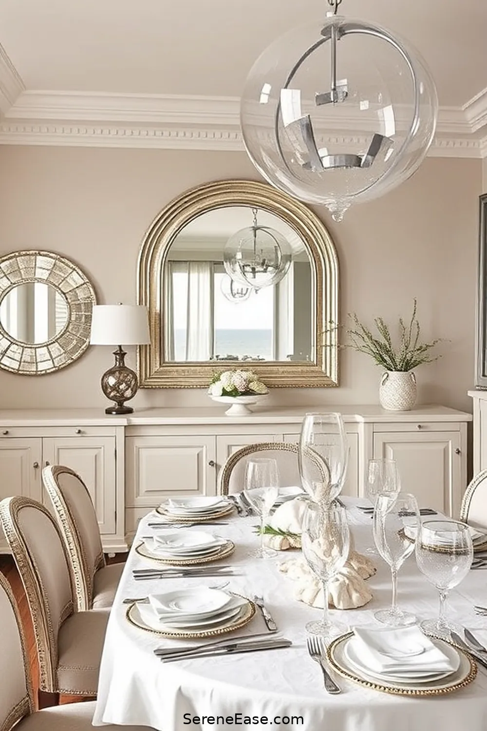 21 Stylish Ways to Incorporate Metallic Accents in Coastal Dining Room Style 20 Decorate With Metallic Mirrors for 21 Stylish Ways to Incorporate Metallic Accents in Coastal Dining Room Style