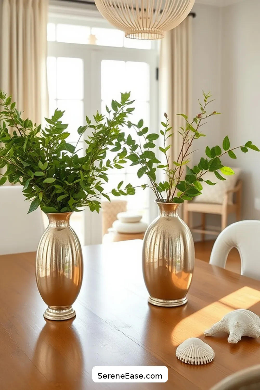 21 Stylish Ways to Incorporate Metallic Accents in Coastal Dining Room Style 13 Incorporate Metallic Vases for 21 Stylish Ways to Incorporate Metallic Accents in Coastal Dining Room Style