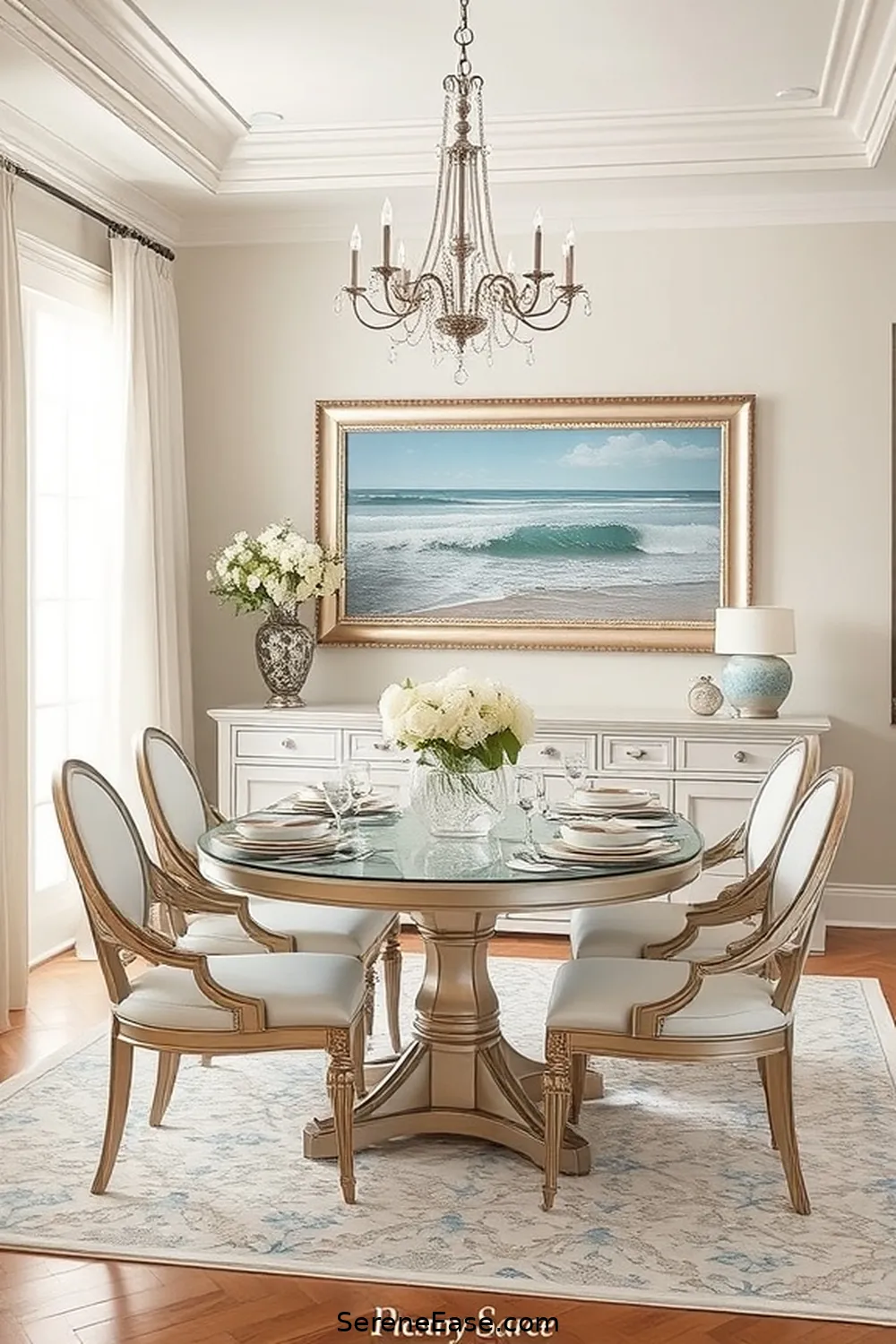 21 Stylish Ways to Incorporate Metallic Accents in Coastal Dining Room Style 9 Introduce Metallic Picture Frames for 21 Stylish Ways to Incorporate Metallic Accents in Coastal Dining Room Style