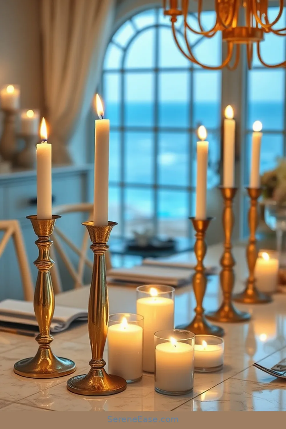 21 Stylish Ways to Incorporate Metallic Accents in Coastal Dining Room Style 8 Opt for Metallic Candles and Holders for 21 Stylish Ways to Incorporate Metallic Accents in Coastal Dining Room Style