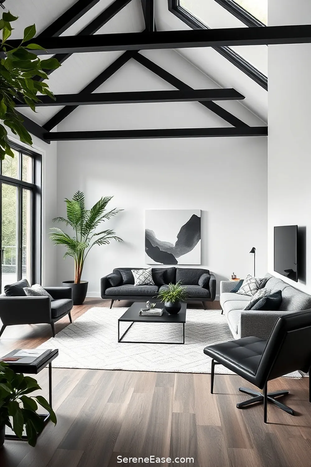 21 Ways to Achieve Black and White Scandinavian Style Living Room 16 Emphasize Clean Lines for 21 Ways to Achieve Black and White Scandinavian Style Living Room