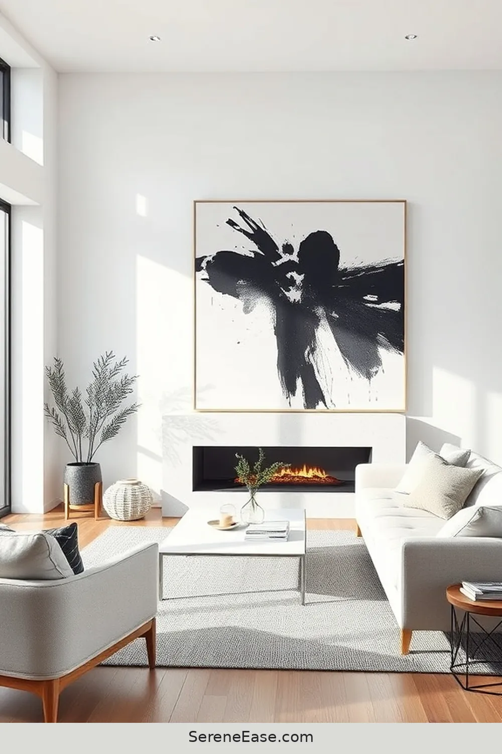 21 Ways to Achieve Black and White Scandinavian Style Living Room 11 Incorporate Black and White Art for 21 Ways to Achieve Black and White Scandinavian Style Living Room