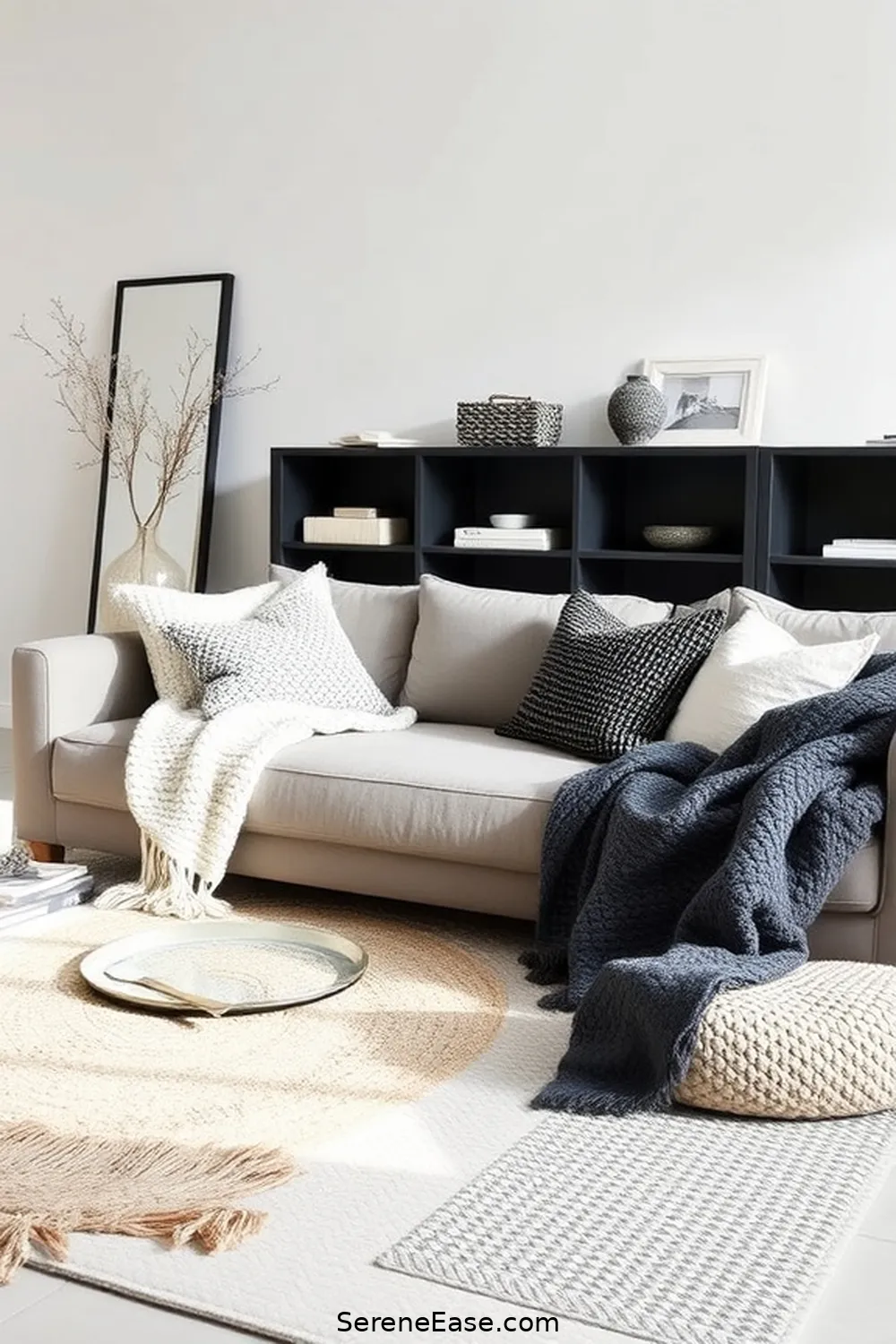 21 Ways to Achieve Black and White Scandinavian Style Living Room 7 Incorporate Textured Fabrics for 21 Ways to Achieve Black and White Scandinavian Style Living Room