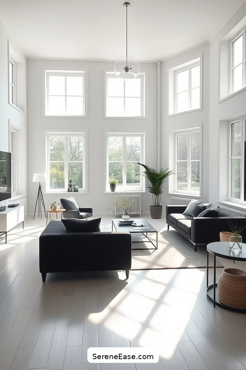 21 Ways to Achieve Black and White Scandinavian Style Living Room 10 Utilize Open Space for 21 Ways to Achieve Black and White Scandinavian Style Living Room