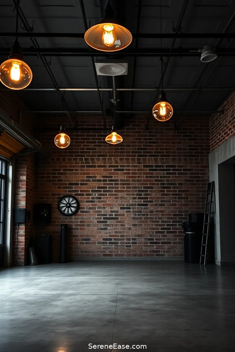 21 Ways to Achieve Industrial Style in Your Black and White Garage 5 Add Vintage Industrial Lighting for 21 Ways to Achieve Industrial Style in Your Black and White Garage
