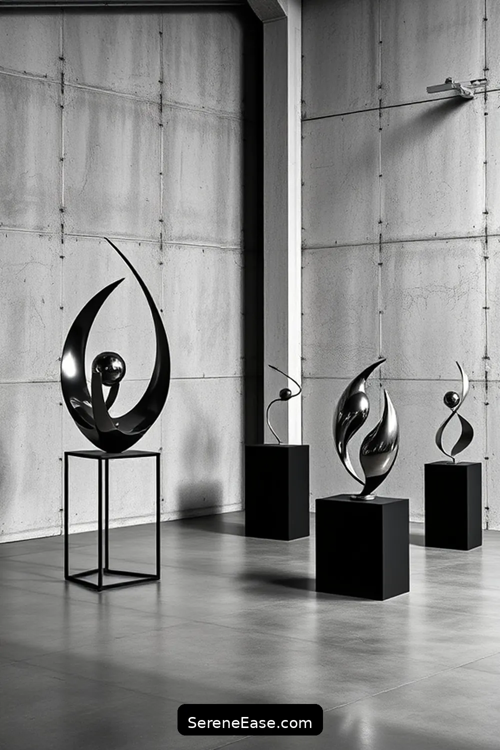 21 Ways to Achieve Industrial Style in Your Black and White Garage 10 Showcase Metal Art Pieces for 21 Ways to Achieve Industrial Style in Your Black and White Garage