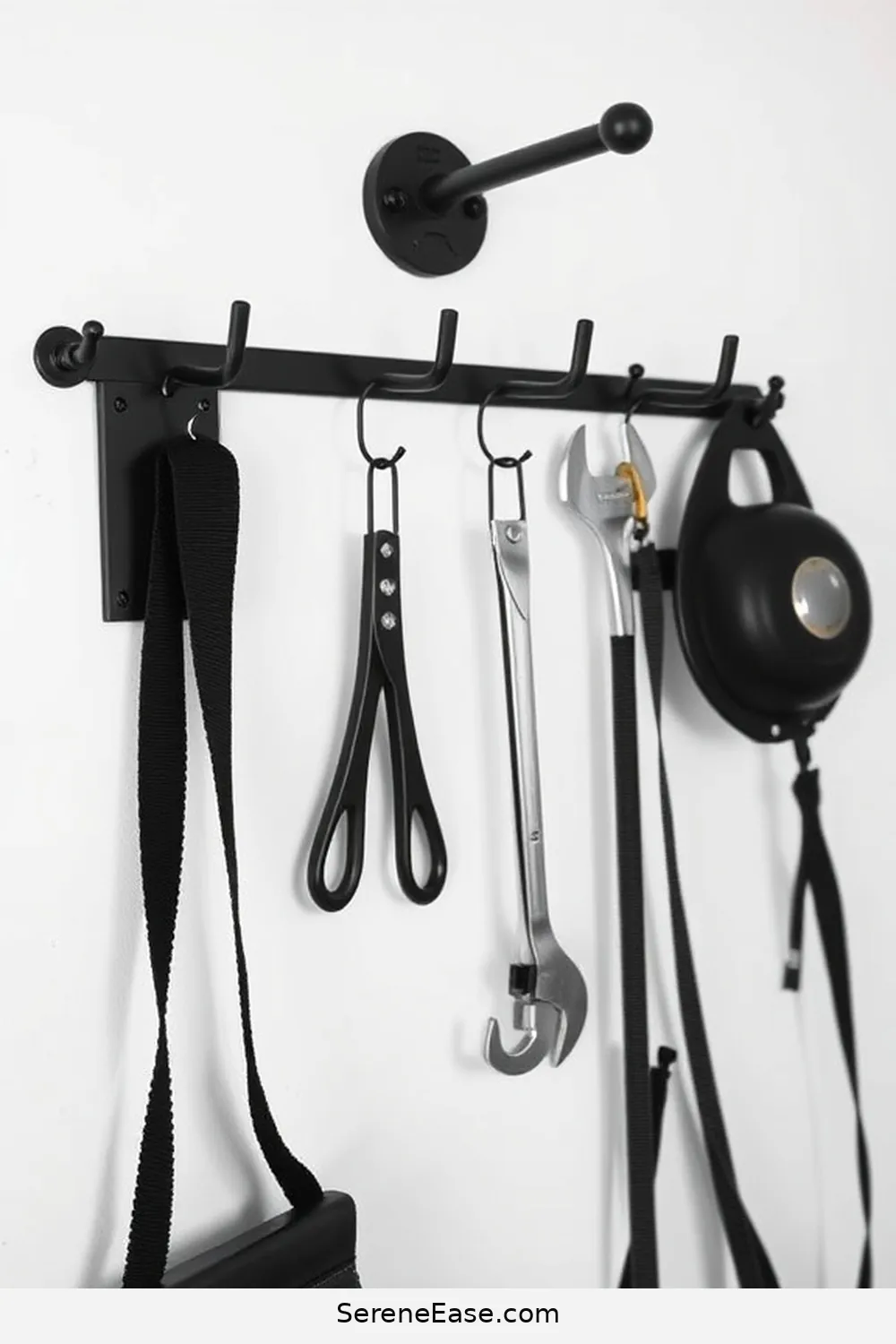 21 Ways to Achieve Industrial Style in Your Black and White Garage 18 Use Industrial-Style Hooks and Hangers for 21 Ways to Achieve Industrial Style in Your Black and White Garage