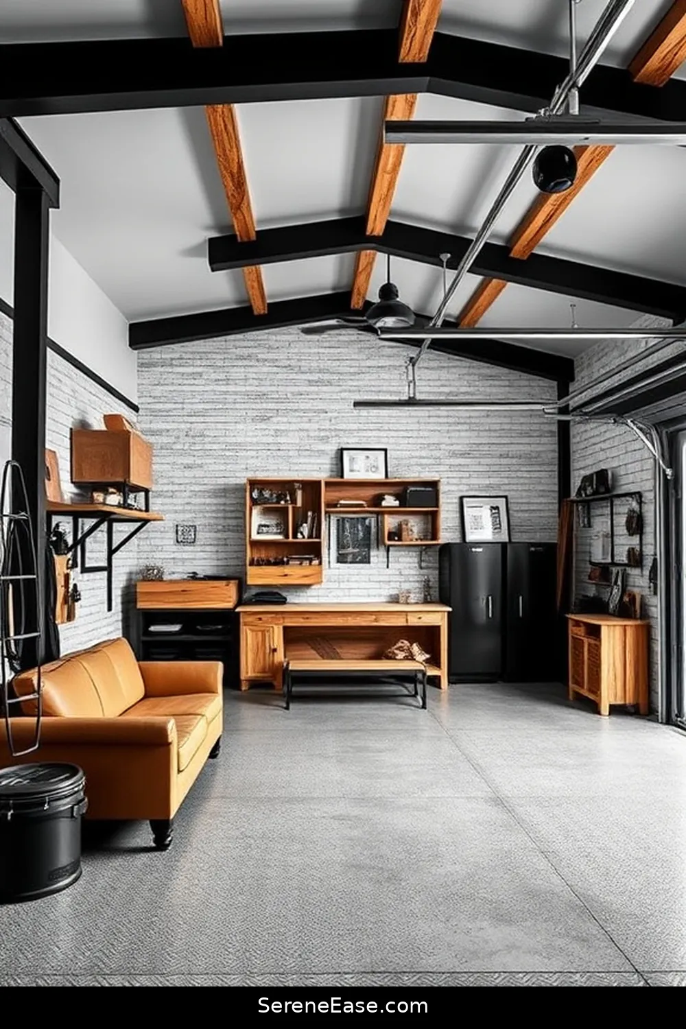 21 Ways to Achieve Industrial Style in Your Black and White Garage 9 Utilize Reclaimed Wood Accents for 21 Ways to Achieve Industrial Style in Your Black and White Garage