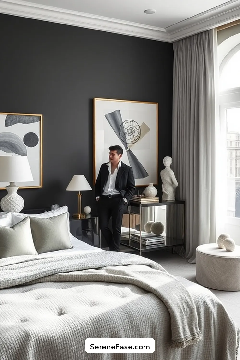 21 Ways to Achieve Monochromatic Bedroom Style With Mid-Century Modern Design 21 Accessorize With Mid-Century Art for 21 Ways to Achieve Monochromatic Bedroom Style With Mid-Century Modern Design