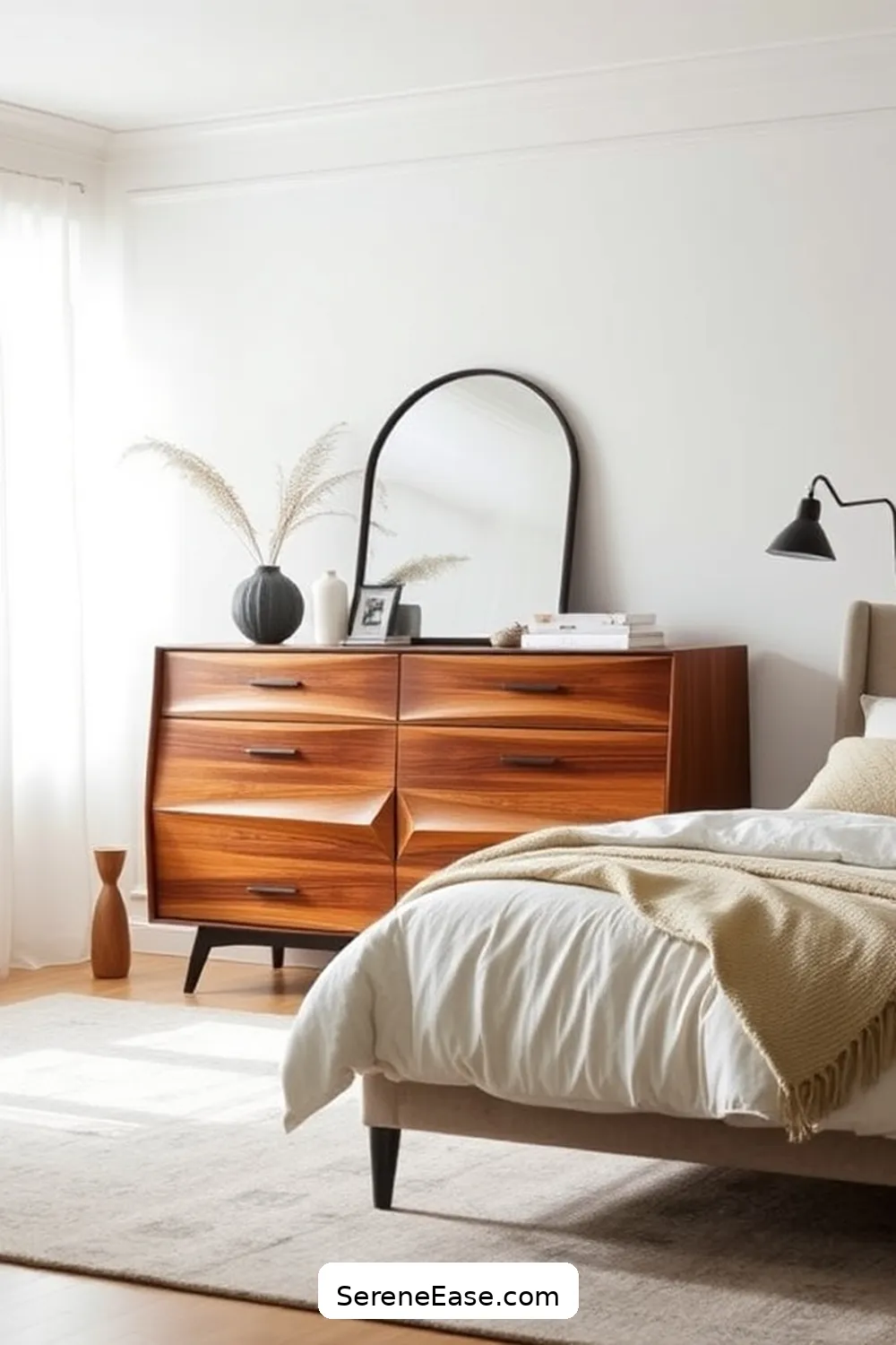 21 Ways to Achieve Monochromatic Bedroom Style With Mid-Century Modern Design 14 Choose a Sleek Dresser for 21 Ways to Achieve Monochromatic Bedroom Style With Mid-Century Modern Design