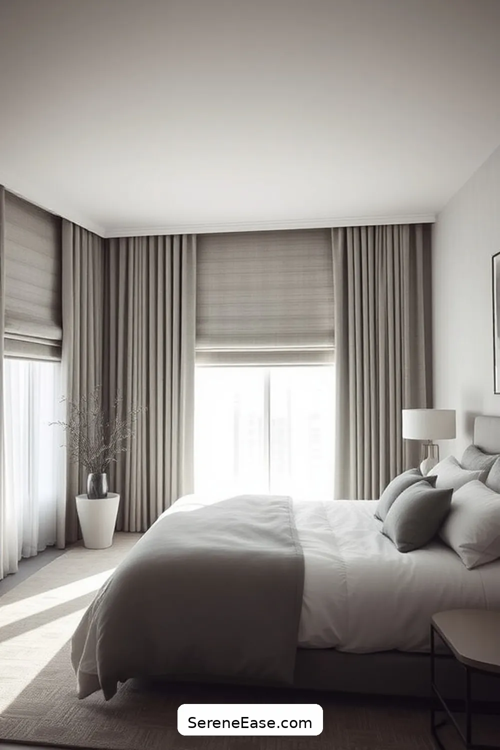 21 Ways to Achieve Monochromatic Bedroom Style With Mid-Century Modern Design 19 Focus on Window Treatments for 21 Ways to Achieve Monochromatic Bedroom Style With Mid-Century Modern Design