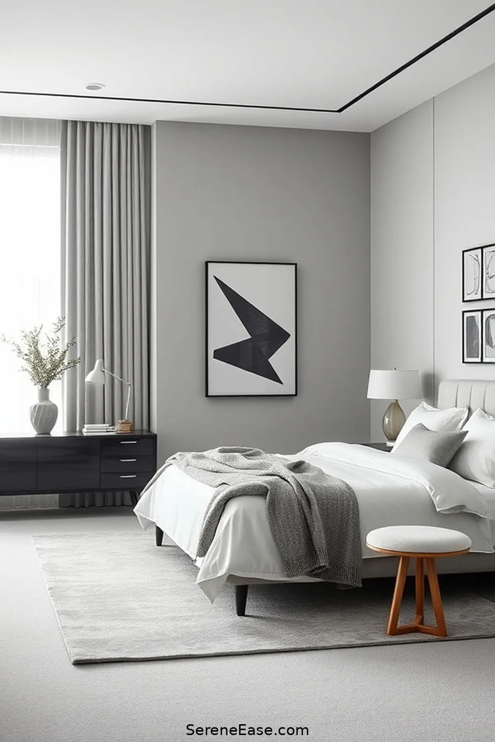 21 Ways to Achieve Monochromatic Bedroom Style With Mid-Century Modern Design 22 Keep Clutter Minimal for 21 Ways to Achieve Monochromatic Bedroom Style With Mid-Century Modern Design