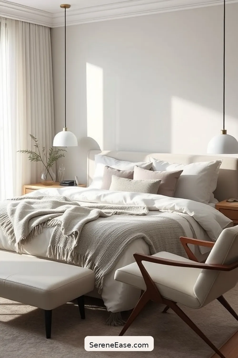 21 Ways to Achieve Monochromatic Bedroom Style With Mid-Century Modern Design 4 Layer Textures With Fabrics for 21 Ways to Achieve Monochromatic Bedroom Style With Mid-Century Modern Design
