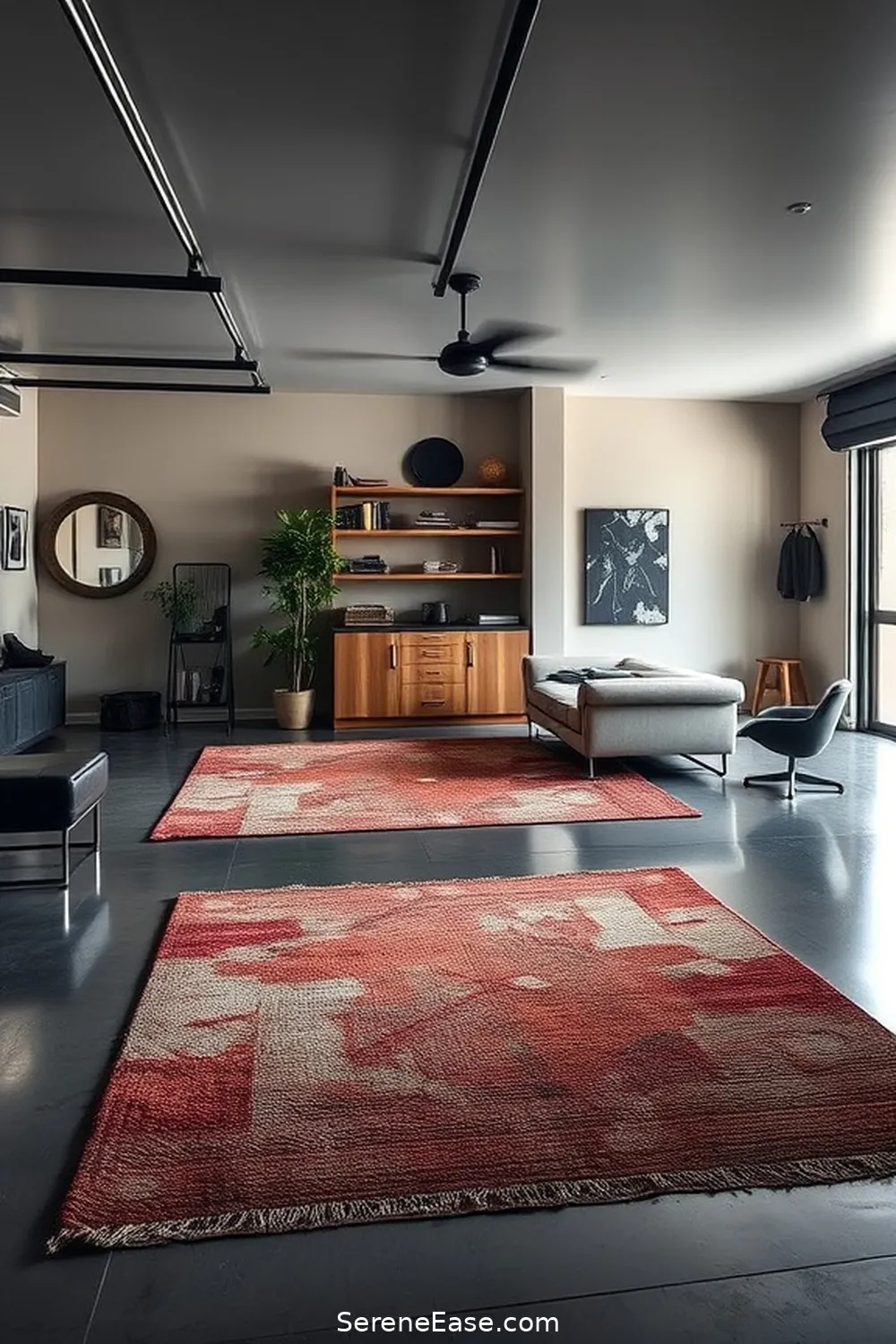 21 Ways to Achieve Monochromatic Garage Mid-Century Modern Style 11 Add a Pop of Texture With Rugs for 21 Ways to Achieve Monochromatic Garage Mid-Century Modern Style