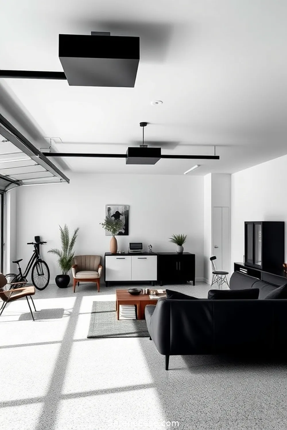 21 Ways to Achieve Monochromatic Garage Mid-Century Modern Style 17 Choose a Monochrome Color for the Ceiling for 21 Ways to Achieve Monochromatic Garage Mid-Century Modern Style