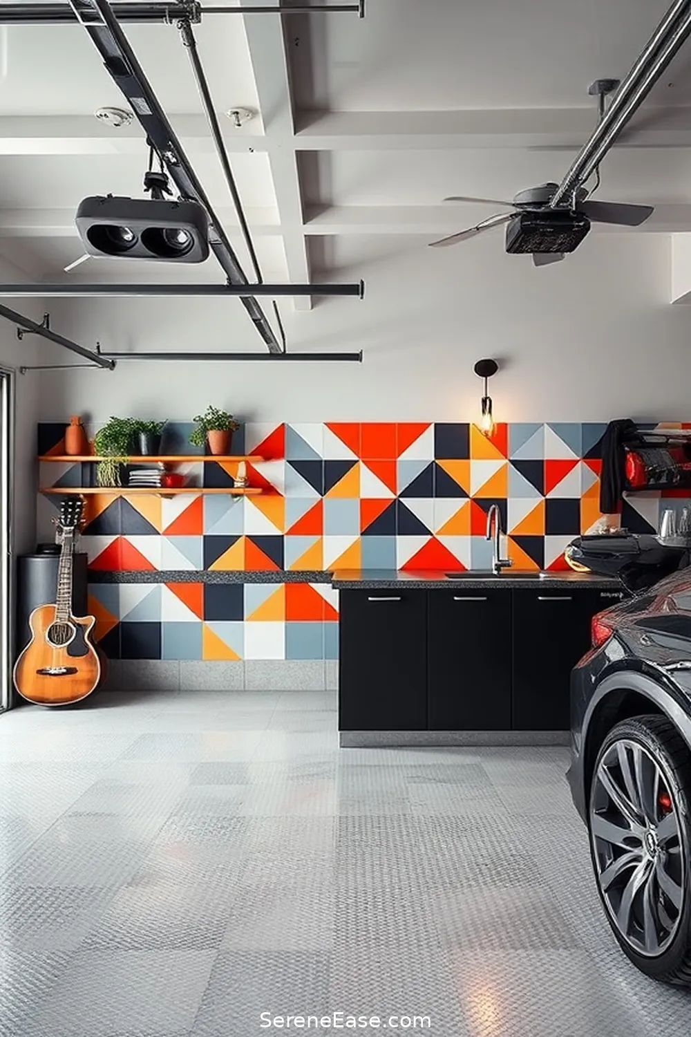 21 Ways to Achieve Monochromatic Garage Mid-Century Modern Style 21 Consider a Unique Backsplash for Interest for 21 Ways to Achieve Monochromatic Garage Mid-Century Modern Style