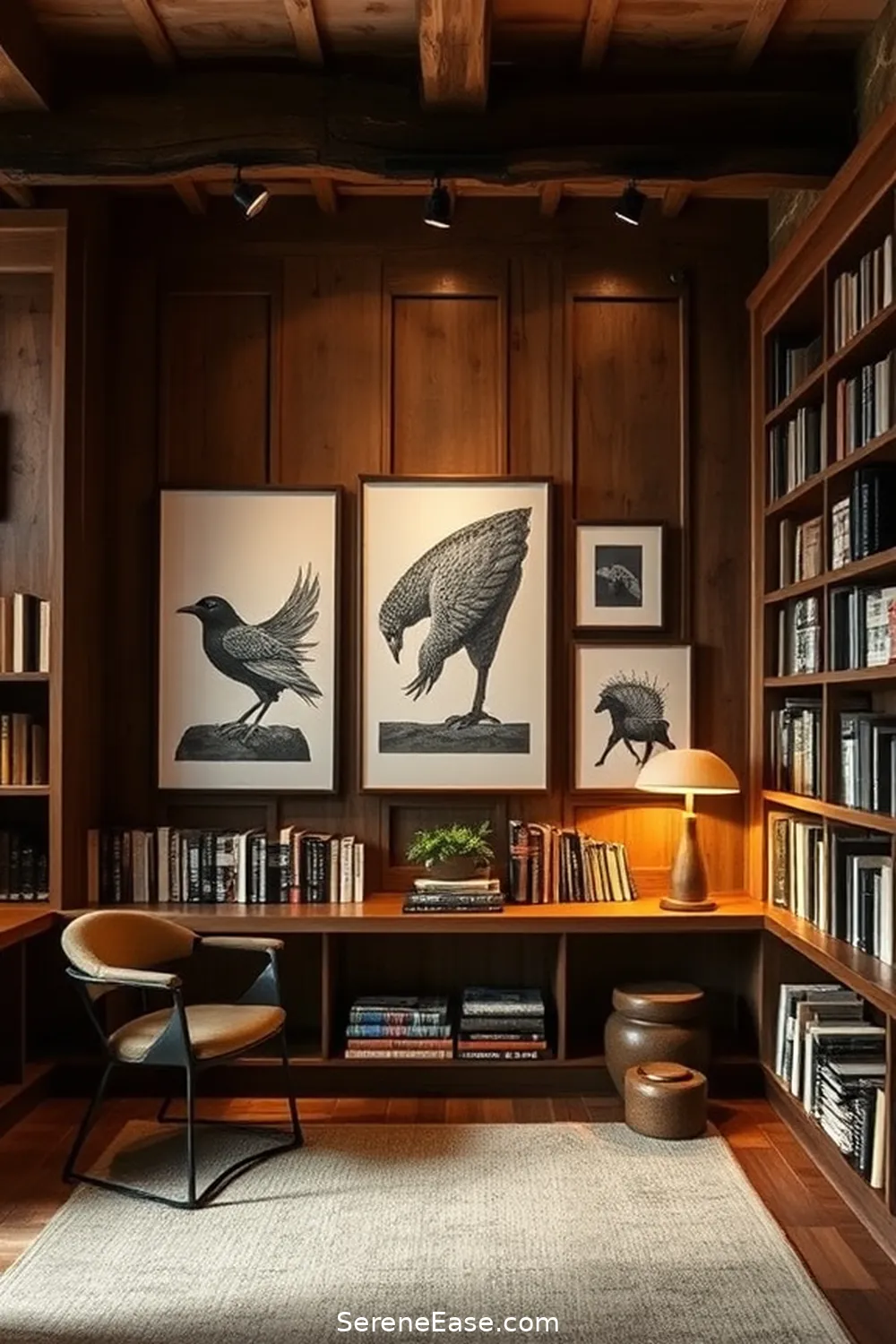 21 Ways to Achieve Monochromatic Rustic Style in Your Library 12 Choose Monochrome Artwork for 21 Ways to Achieve Monochromatic Rustic Style in Your Library