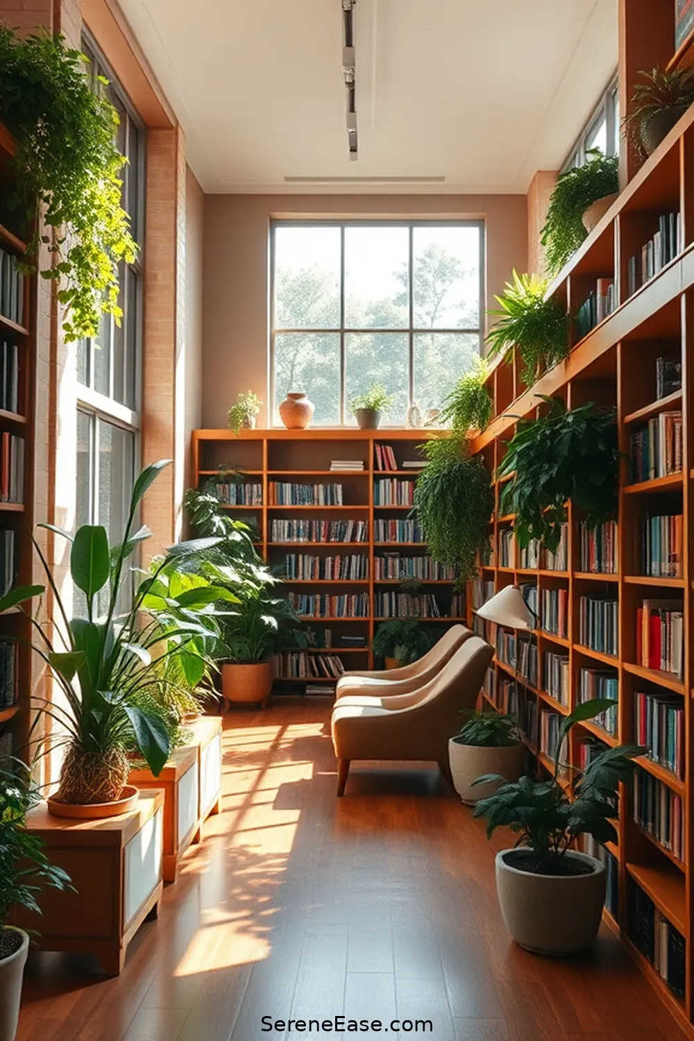 21 Ways to Achieve Monochromatic Rustic Style in Your Library 11 Incorporate Greenery for 21 Ways to Achieve Monochromatic Rustic Style in Your Library