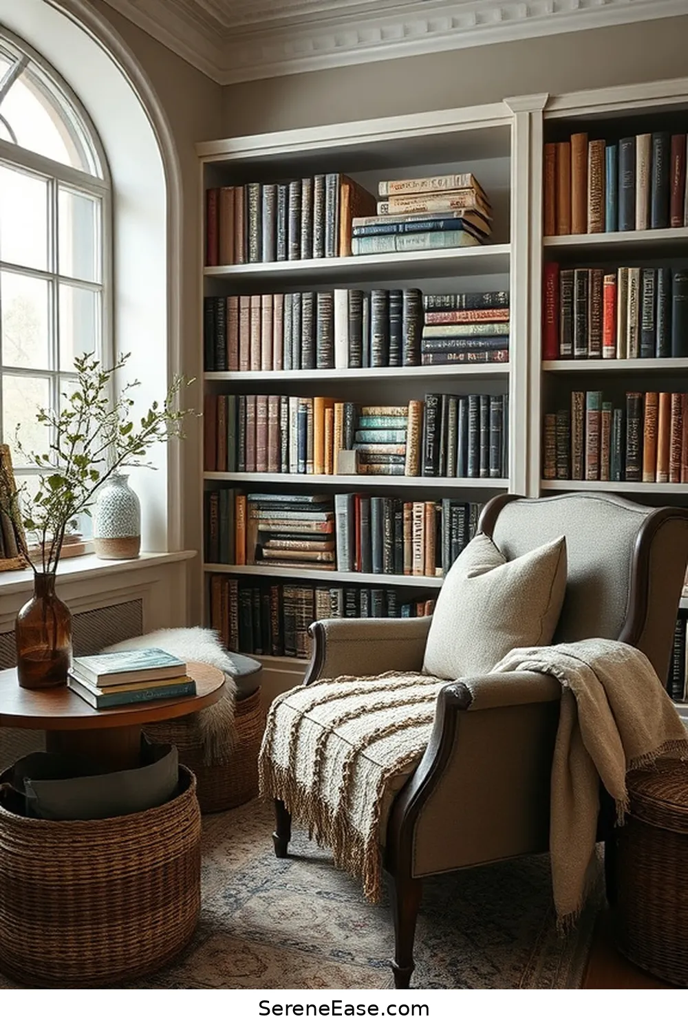 21 Ways to Achieve Monochromatic Rustic Style in Your Library 4 Use Textured Fabrics for 21 Ways to Achieve Monochromatic Rustic Style in Your Library