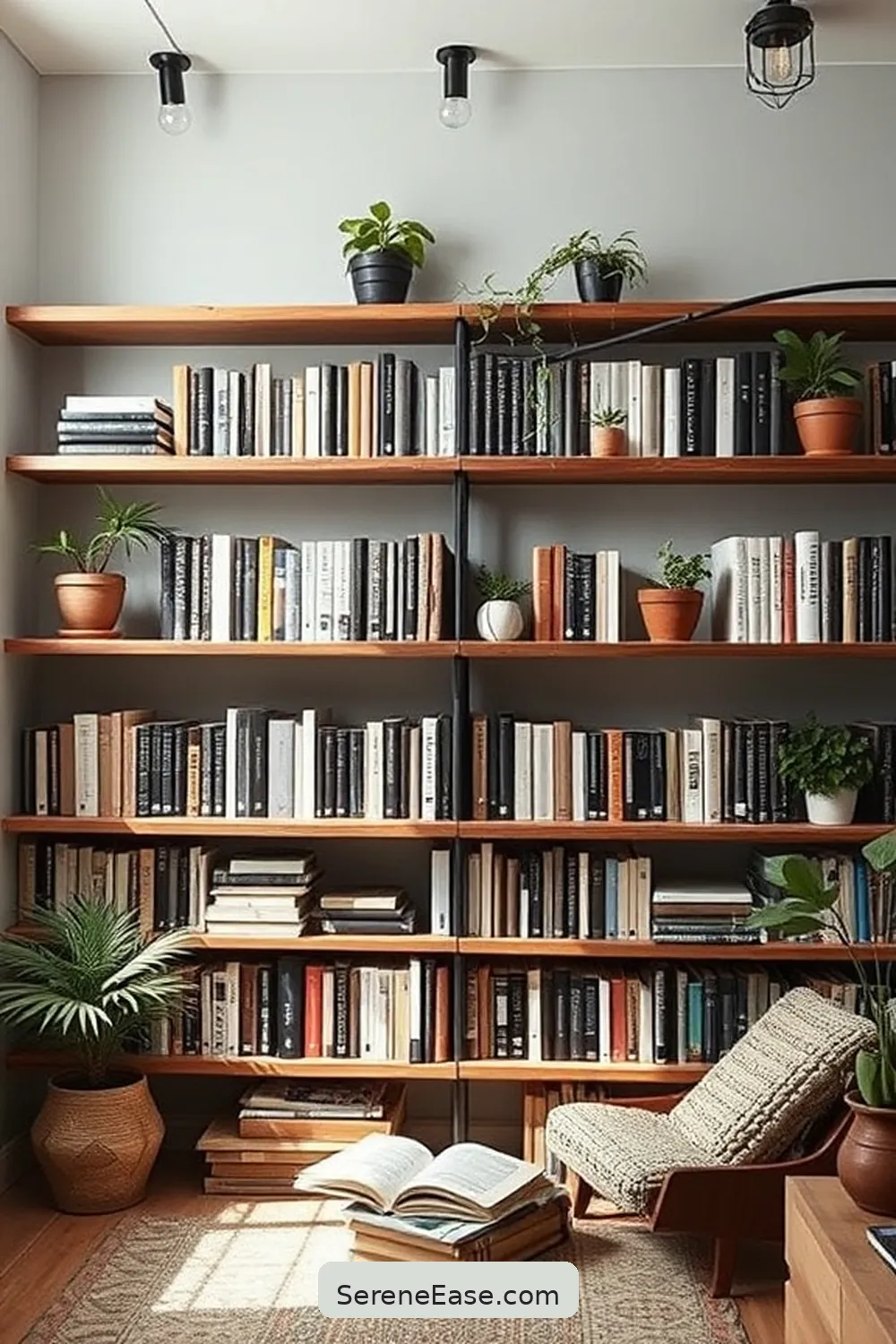 21 Ways to Achieve Monochromatic Rustic Style in Your Library 13 Utilize Open Shelving for 21 Ways to Achieve Monochromatic Rustic Style in Your Library