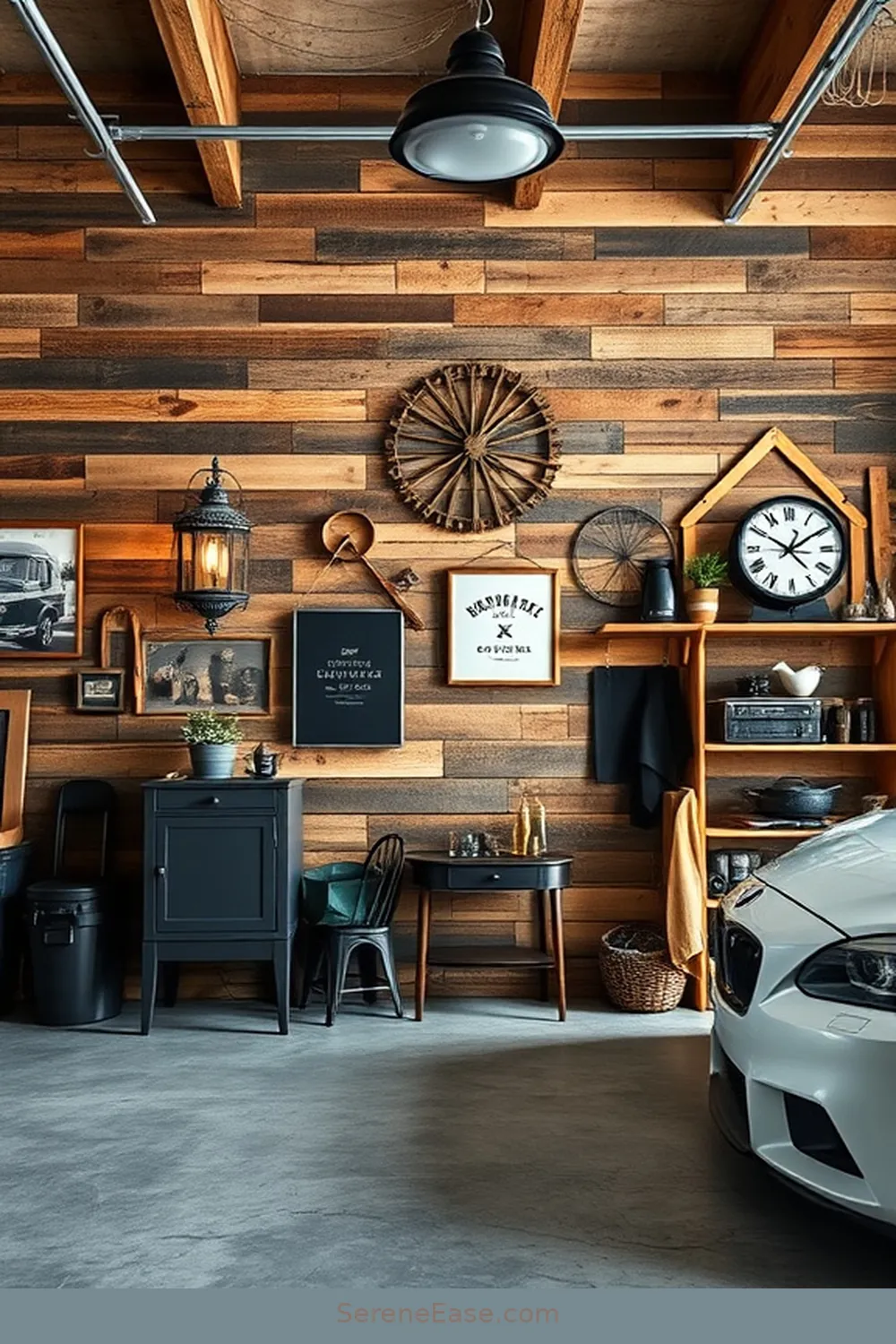 21 Ways to Achieve a Black and White Rustic Garage Style 8 Create a Feature Wall With Pallet Wood for 21 Ways to Achieve a Black and White Rustic Garage Style