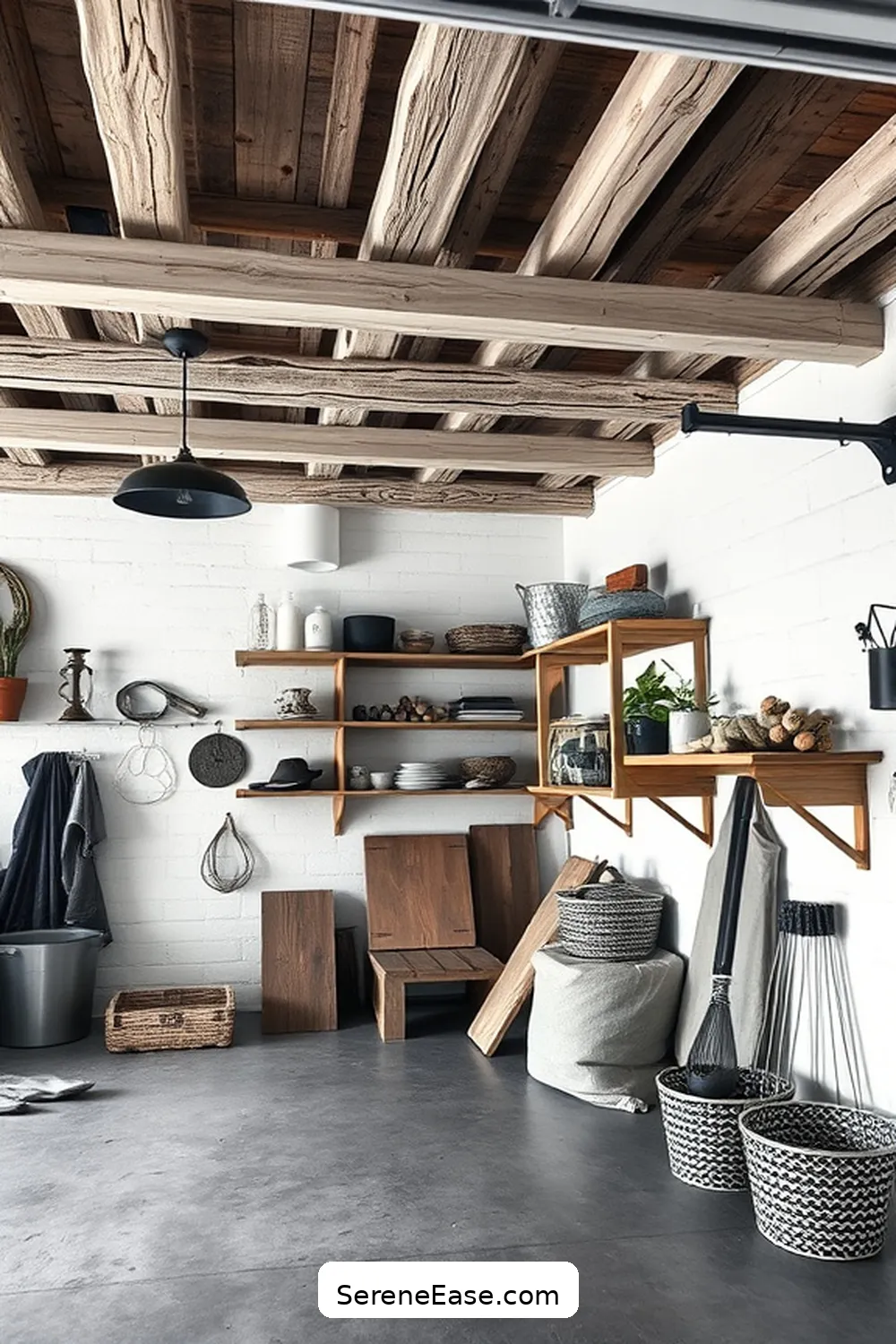 21 Ways to Achieve a Black and White Rustic Garage Style 3 Incorporate Natural Wood Elements for 21 Ways to Achieve a Black and White Rustic Garage Style