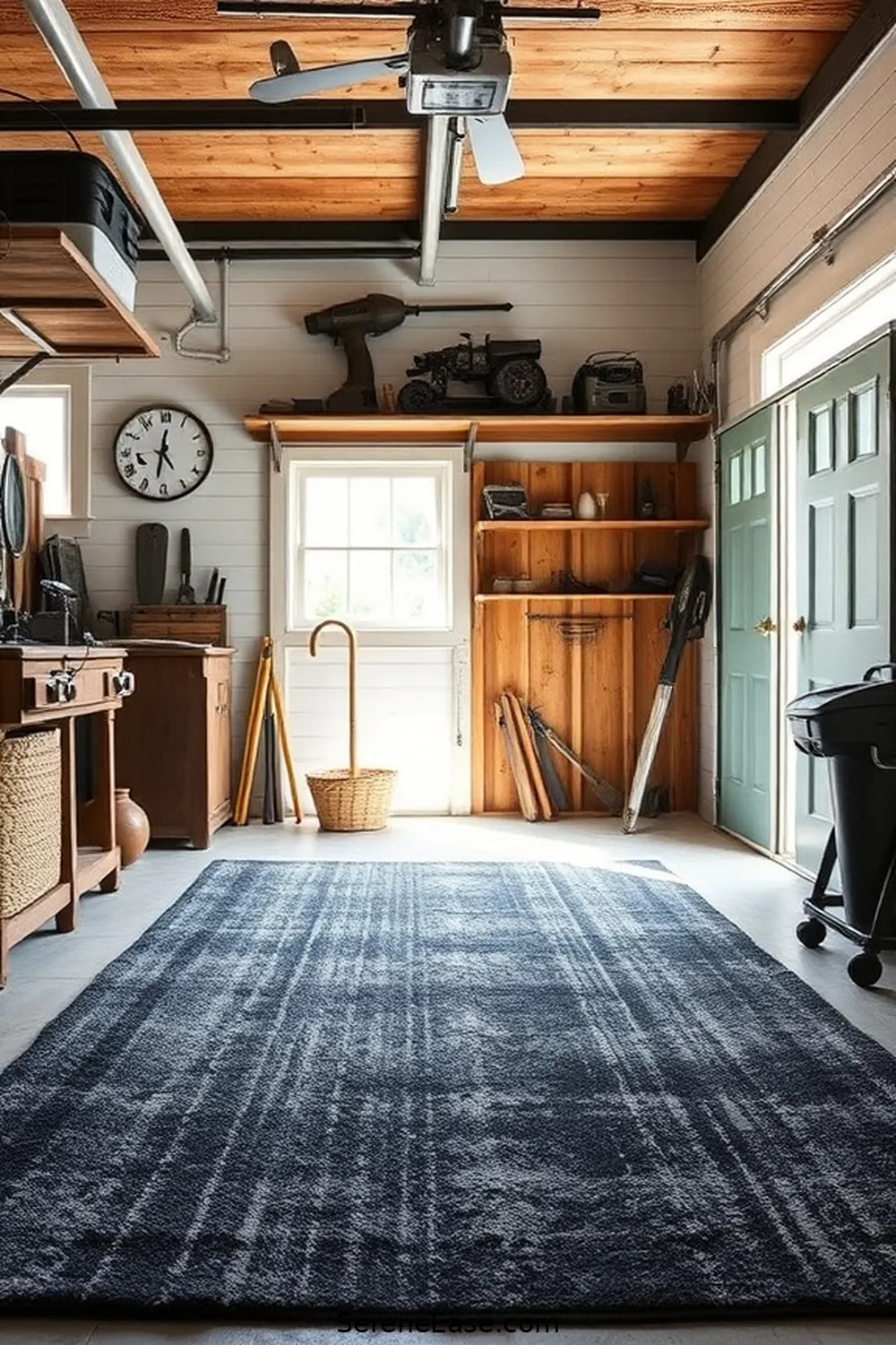 21 Ways to Achieve a Black and White Rustic Garage Style 18 Incorporate a Rustic Rug for 21 Ways to Achieve a Black and White Rustic Garage Style