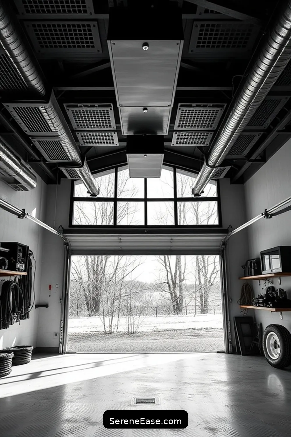 21 Ways to Achieve a Black and White Rustic Garage Style 21 Install Proper Ventilation and Insulation for 21 Ways to Achieve a Black and White Rustic Garage Style
