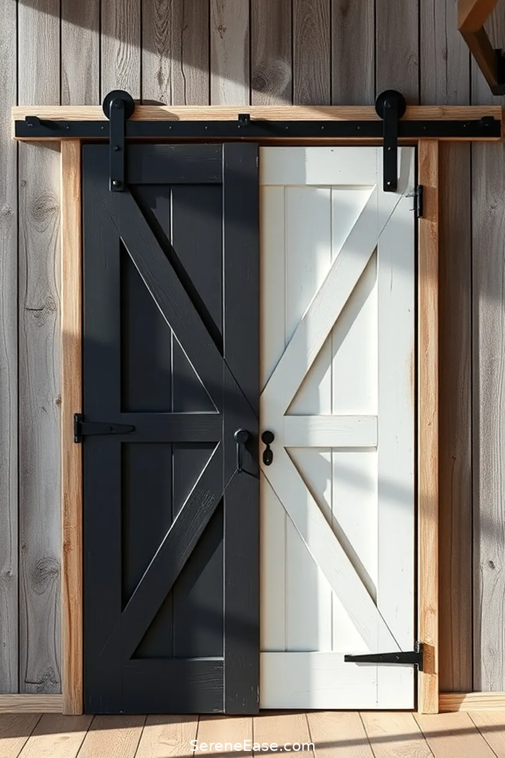 21 Ways to Achieve a Black and White Rustic Garage Style 5 Install a Barn Door for 21 Ways to Achieve a Black and White Rustic Garage Style