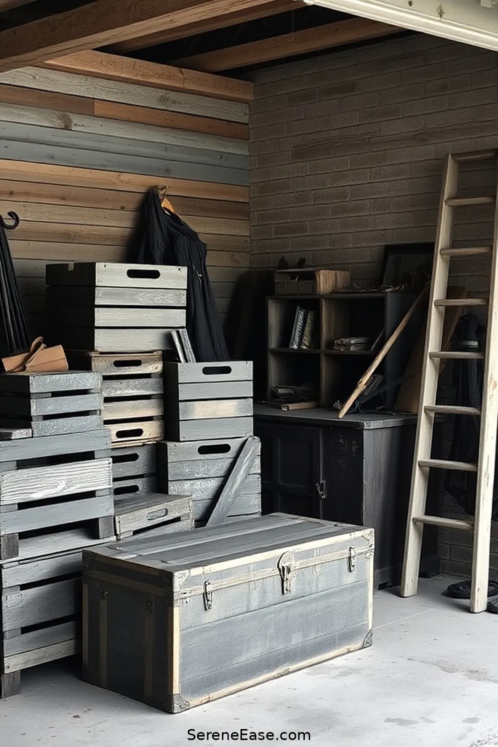 21 Ways to Achieve a Black and White Rustic Garage Style 4 Utilize Vintage Furniture for Storage for 21 Ways to Achieve a Black and White Rustic Garage Style