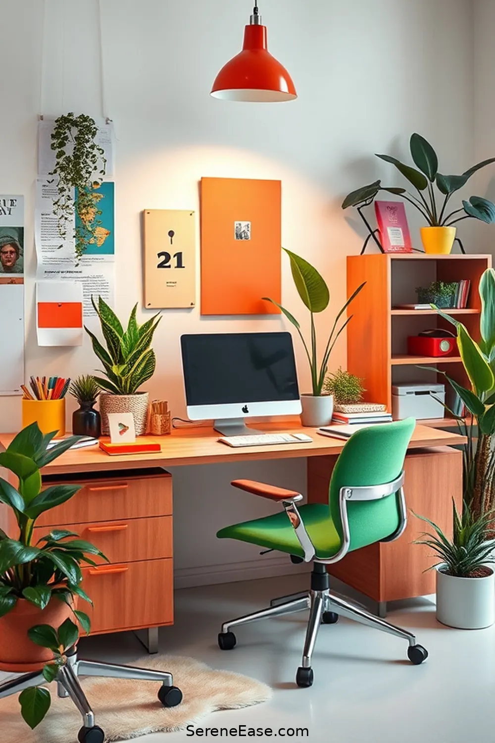 21 Ways to Achieve a Bold and Bright Mid-Century Modern Home Office Style 19 Add a Pop of Color With Office Supplies for 21 Ways to Achieve a Bold and Bright Mid-Century Modern Home Office Style