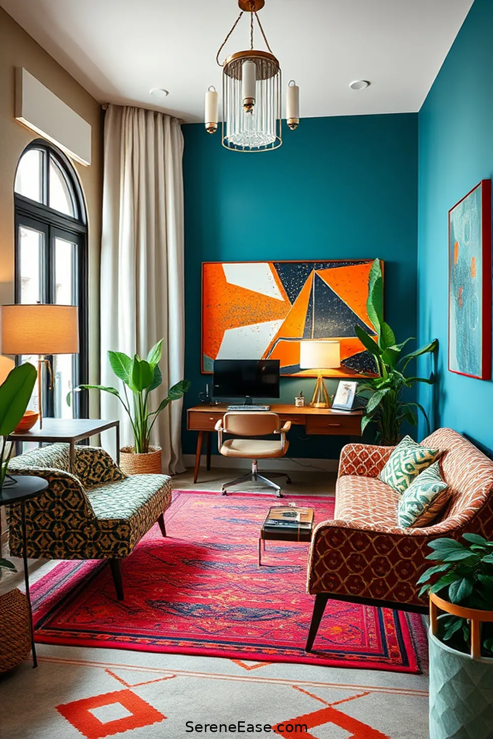 21 Ways to Achieve a Bold and Bright Mid-Century Modern Home Office Style 4 Incorporate Geometric Patterns for 21 Ways to Achieve a Bold and Bright Mid-Century Modern Home Office Style