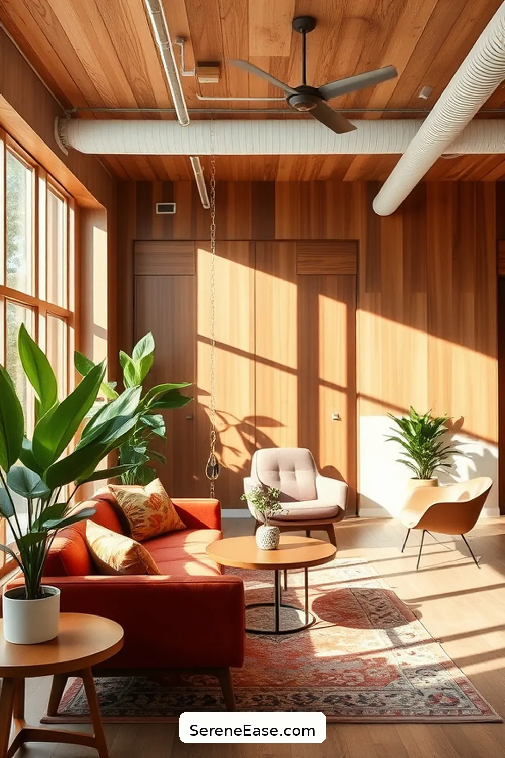 21 Ways to Achieve a Bold and Bright Mid-Century Modern Home Office Style 5 Use Natural Materials for 21 Ways to Achieve a Bold and Bright Mid-Century Modern Home Office Style