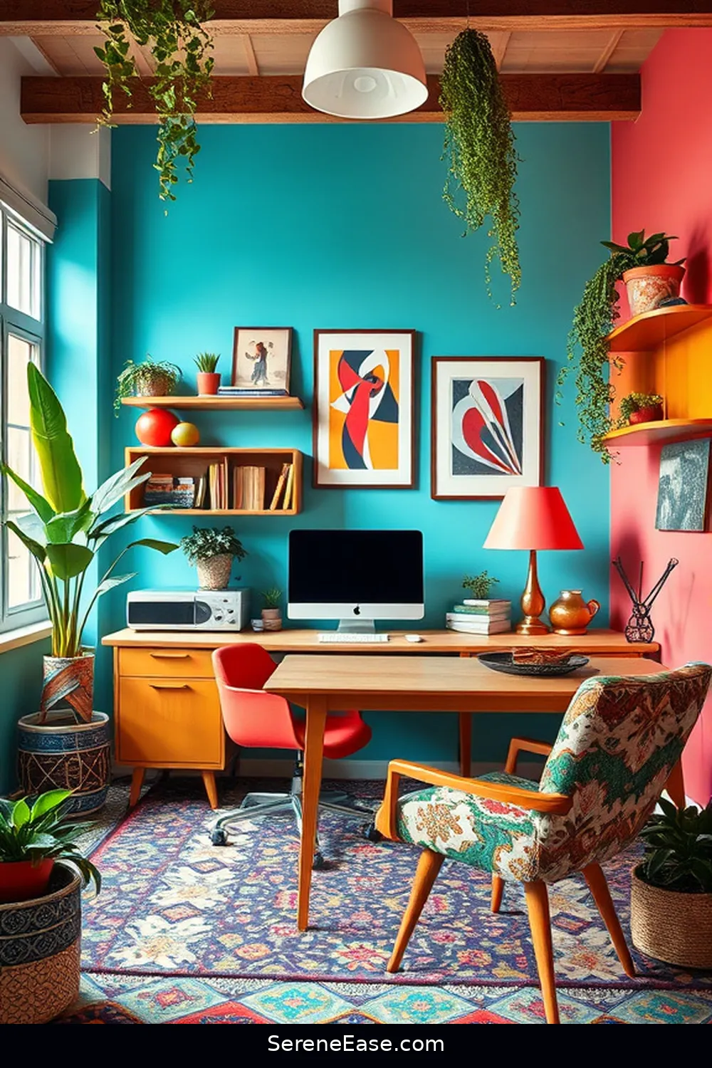 21 Ways to Achieve a Bold and Bright Mid-Century Modern Home Office Style 13 Utilize Vintage Finds for 21 Ways to Achieve a Bold and Bright Mid-Century Modern Home Office Style