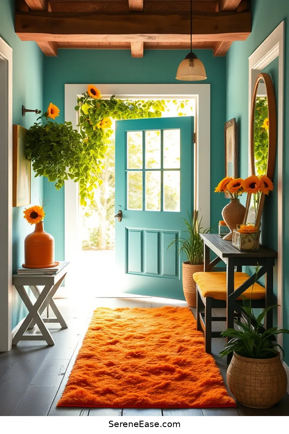21 Ways to Achieve a Bold and Bright Rustic Style Entryway 3 Choose a Vibrant Color Palette for 21 Ways to Achieve a Bold and Bright Rustic Style Entryway