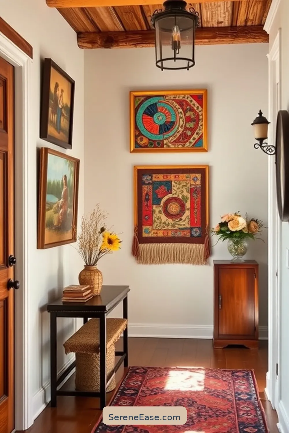 21 Ways to Achieve a Bold and Bright Rustic Style Entryway 6 Display Unique Wall Art for 21 Ways to Achieve a Bold and Bright Rustic Style Entryway
