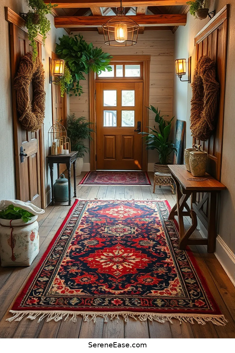 21 Ways to Achieve a Bold and Bright Rustic Style Entryway 17 Enhance With Decorative Rugs for 21 Ways to Achieve a Bold and Bright Rustic Style Entryway