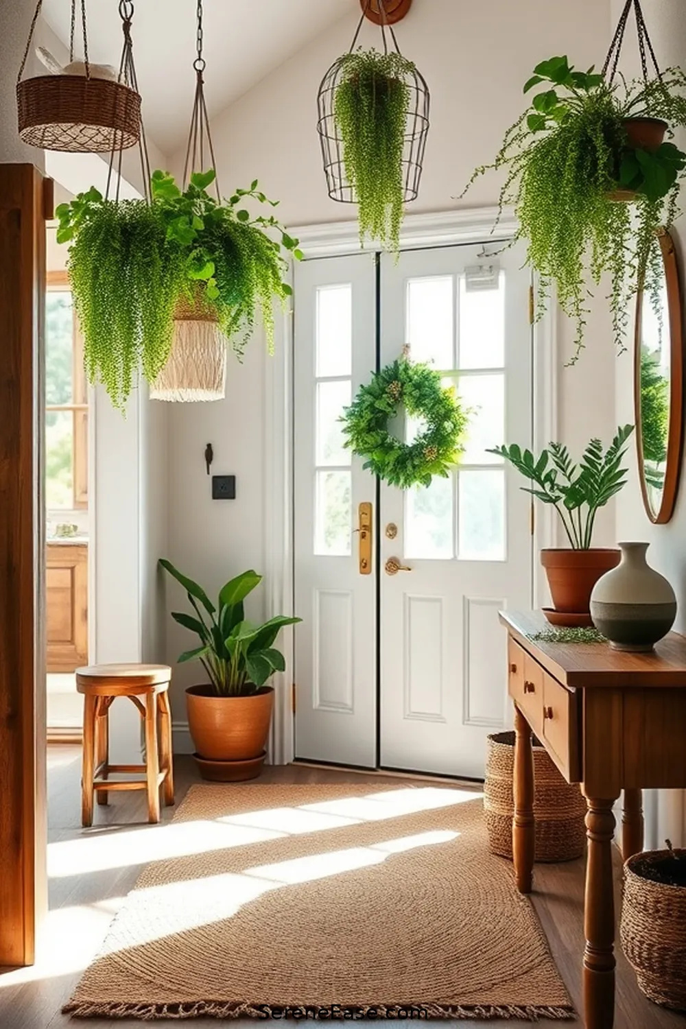 21 Ways to Achieve a Bold and Bright Rustic Style Entryway 7 Introduce Natural Greenery for 21 Ways to Achieve a Bold and Bright Rustic Style Entryway
