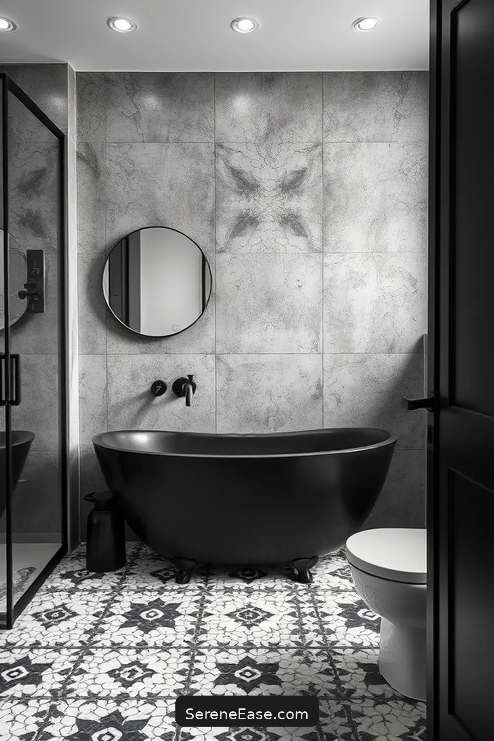 21 Ways to Achieve an Industrial Style Black and White Bathroom 21 Consider a Statement Wall for 21 Ways to Achieve an Industrial Style Black and White Bathroom