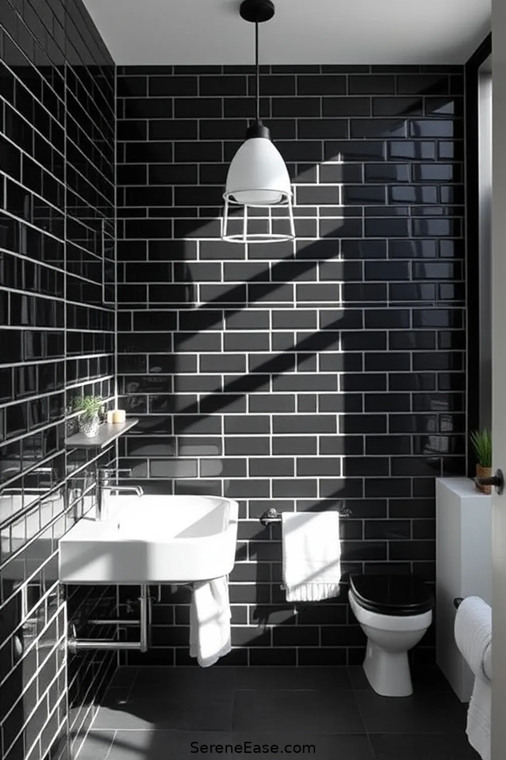 21 Ways to Achieve an Industrial Style Black and White Bathroom 4 Opt for Subway Tile Walls for 21 Ways to Achieve an Industrial Style Black and White Bathroom